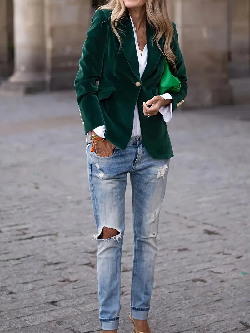 BLAZER EN AANPASSING MET GOUDE KNOPEN VOOR VROUWEN