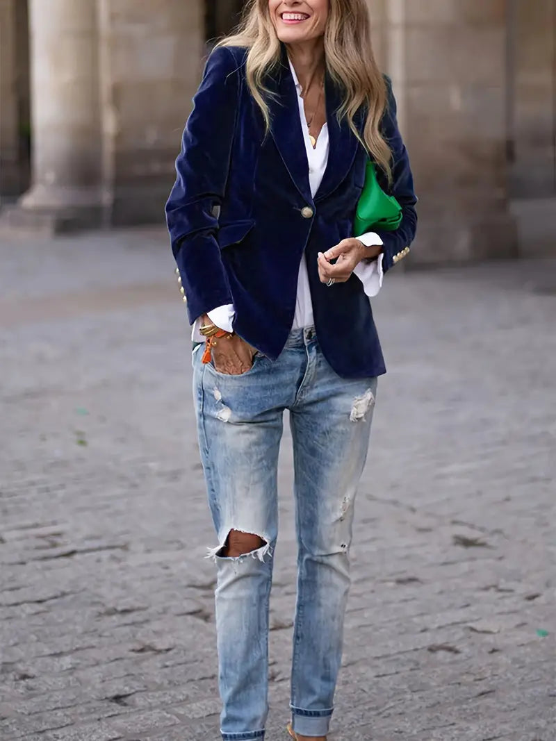 BLAZER EN AANPASSING MET GOUDE KNOPEN VOOR VROUWEN