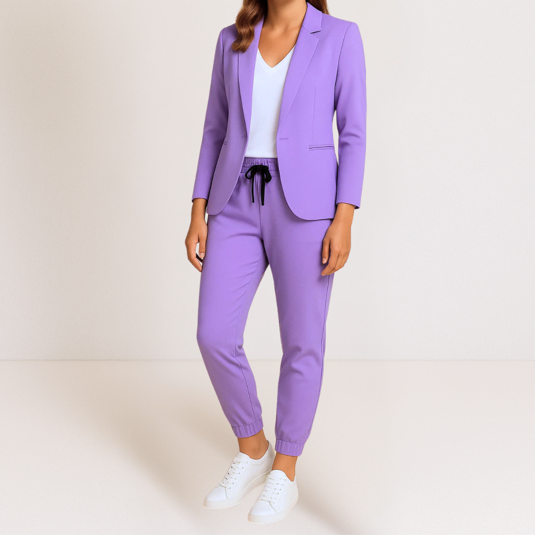 SLIMME KLASSIEKE BLAZER EN JOGGER GECOÖRDINEERDE SET VOOR VROUWEN