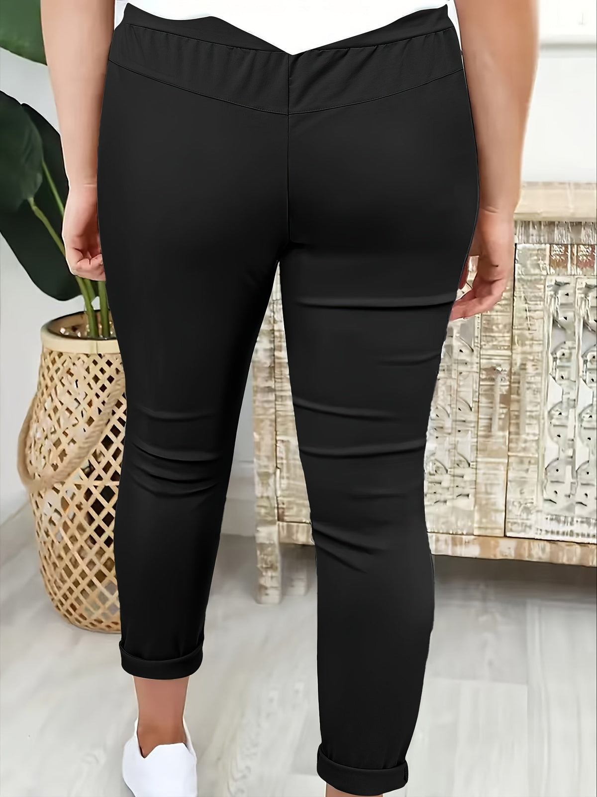 KLASSIEKE SLIM-FIT BROEK MET TREKDROAD VOOR VROUWEN