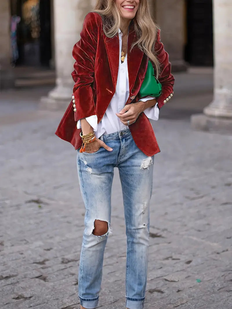 BLAZER EN AANPASSING MET GOUDE KNOPEN VOOR VROUWEN