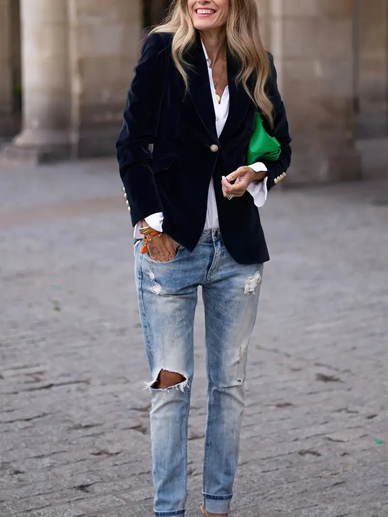 BLAZER EN AANPASSING MET GOUDE KNOPEN VOOR VROUWEN