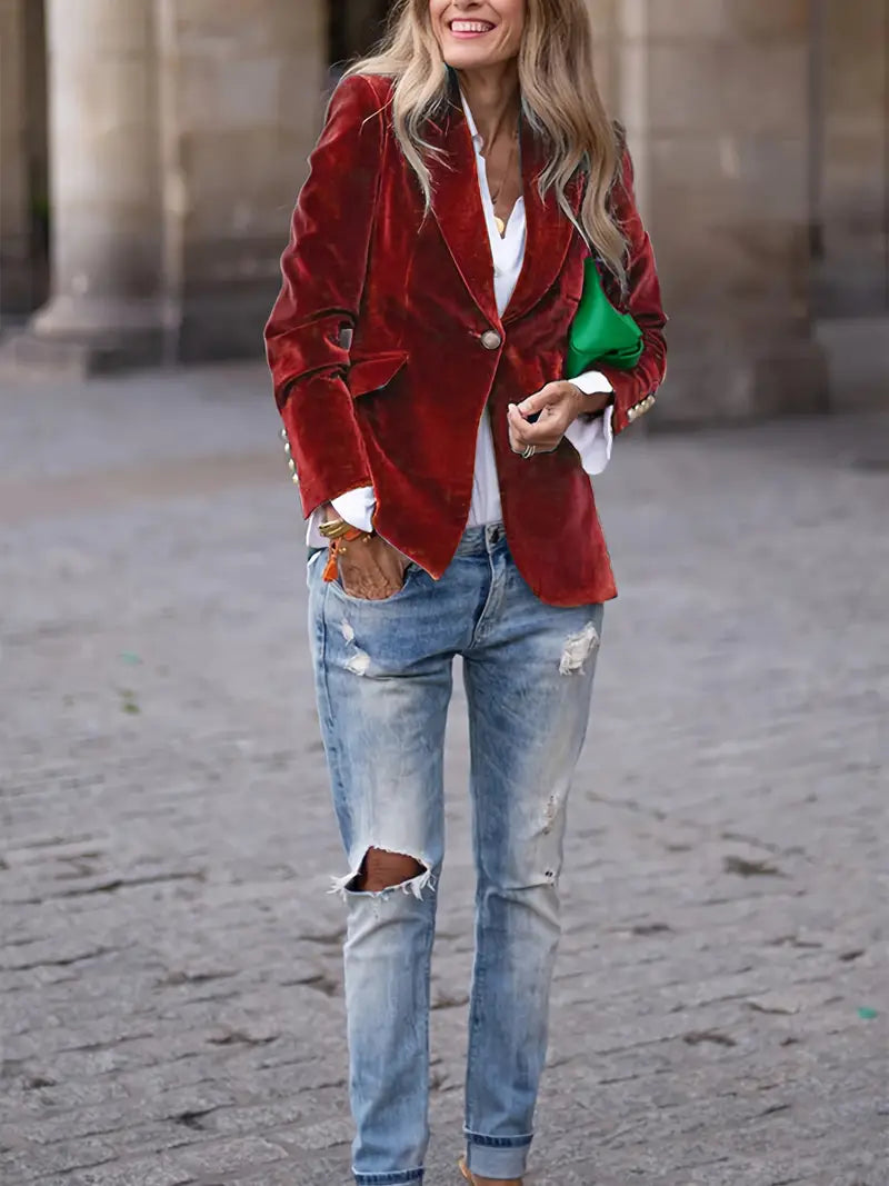 BLAZER EN AANPASSING MET GOUDE KNOPEN VOOR VROUWEN