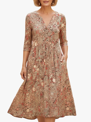 ELEGANTE MIDILANGE GEPRINTE JURK VOOR VROUWEN