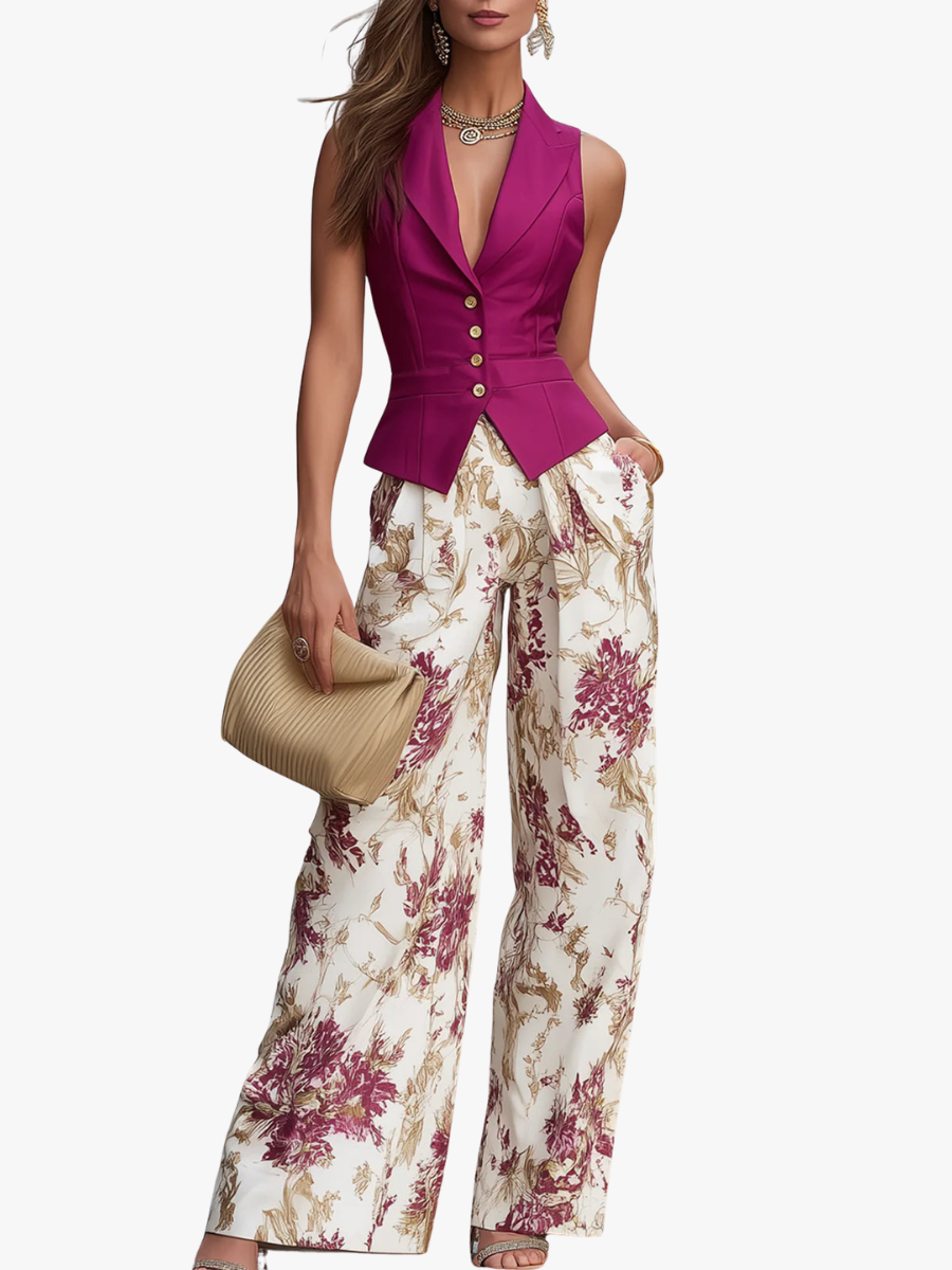 FLORALE PANTALONSET VOOR VROUWEN