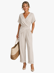 SET MET BROEK MET BREDE PIJPEN IN WRAP-STIJL VOOR VROUWEN