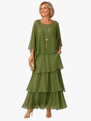 MAXI JURK VAN GELAAGD CHIFFON VOOR VROUWEN