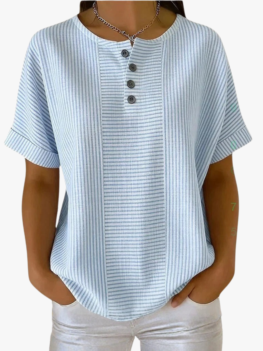 GESTREEPTE BLOUSE MET KNOPEN VOOR VROUWEN