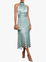 MIDIDRESS CHIQUE MET HALTERKOL VOOR VROUWEN