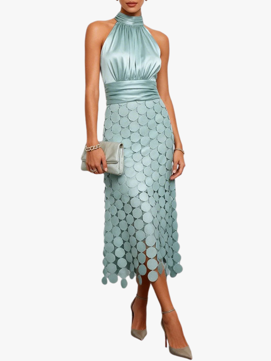 MIDIDRESS CHIQUE MET HALTERKOL VOOR VROUWEN