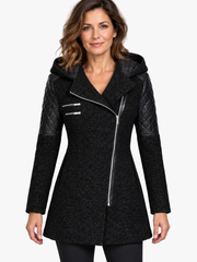ASYMMETRISCHE HOODIEJAS MET RITS VOOR VROUWEN