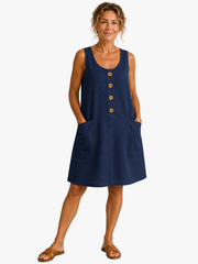 VLOEIENDE MIDI-JURK MET KNOPPEN VOOR VROUWEN