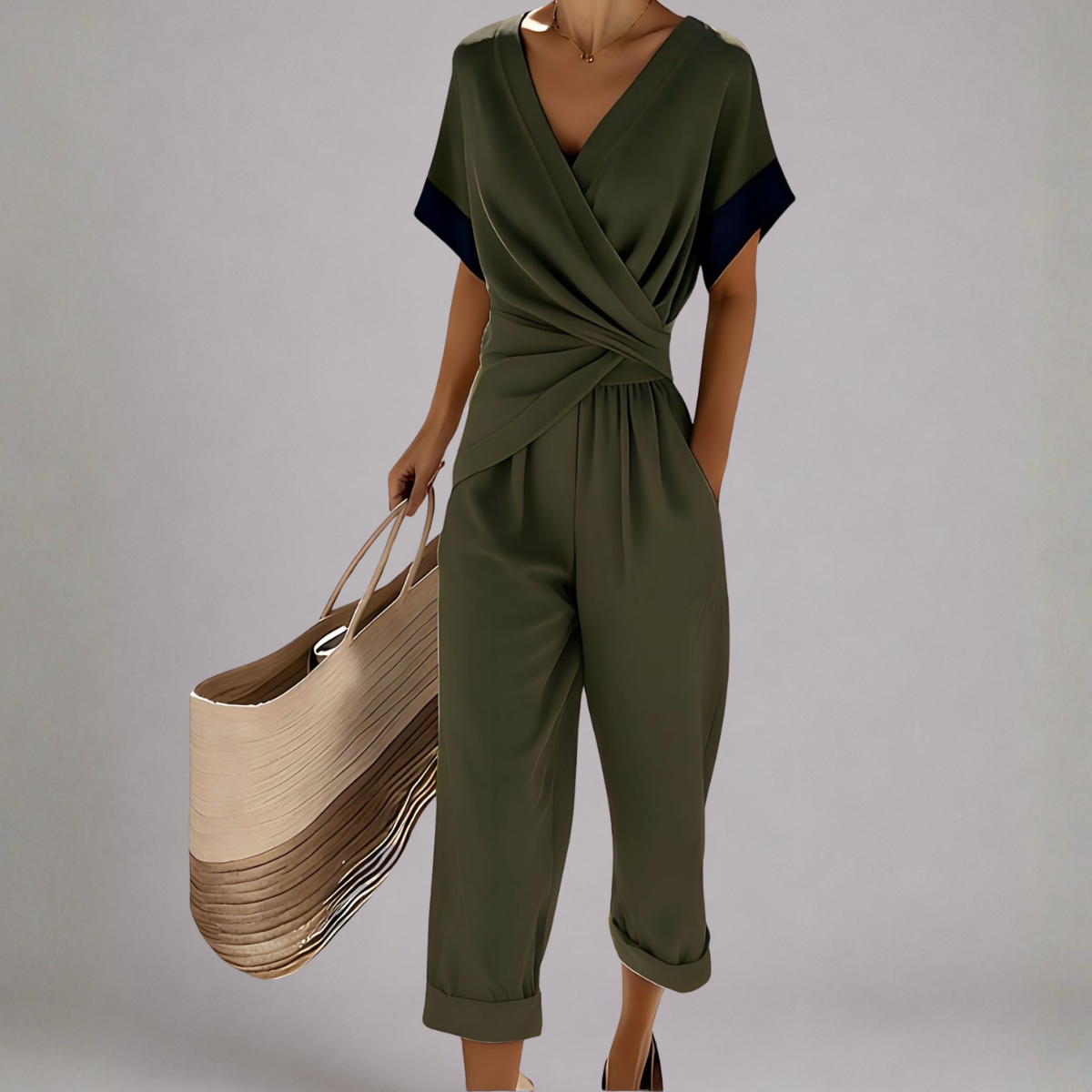 SET MET BROEK MET BREDE PIJPEN IN WRAP-STIJL VOOR VROUWEN