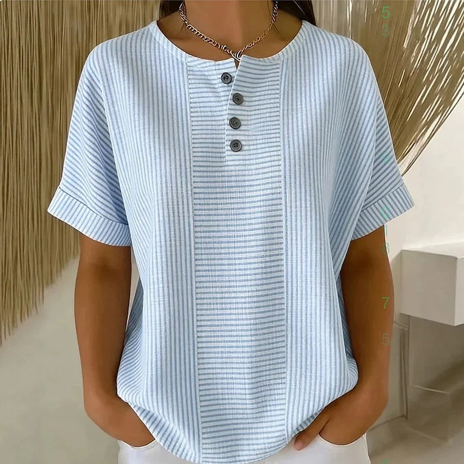 GESTREEPTE BLOUSE MET KNOPEN VOOR VROUWEN