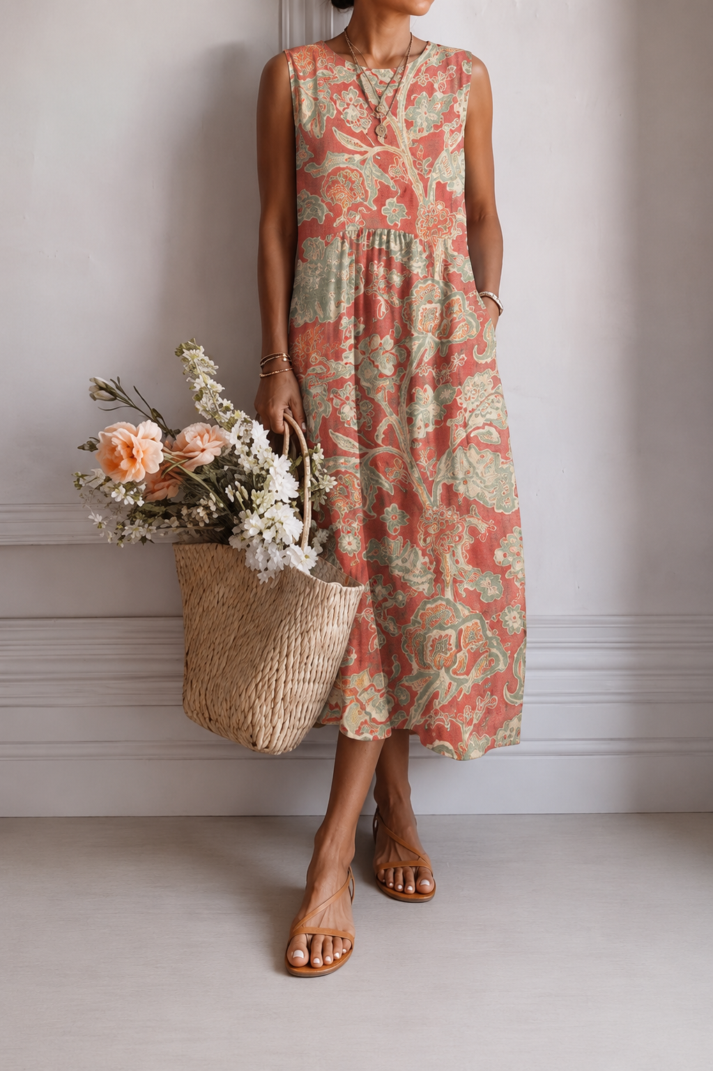 FLORALE MIDI JURK VOOR VROUWEN