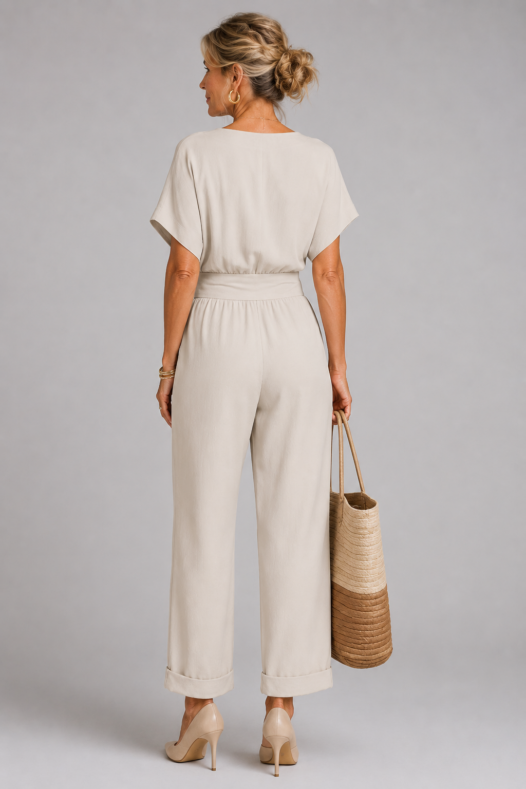 SET MET BROEK MET BREDE PIJPEN IN WRAP-STIJL VOOR VROUWEN