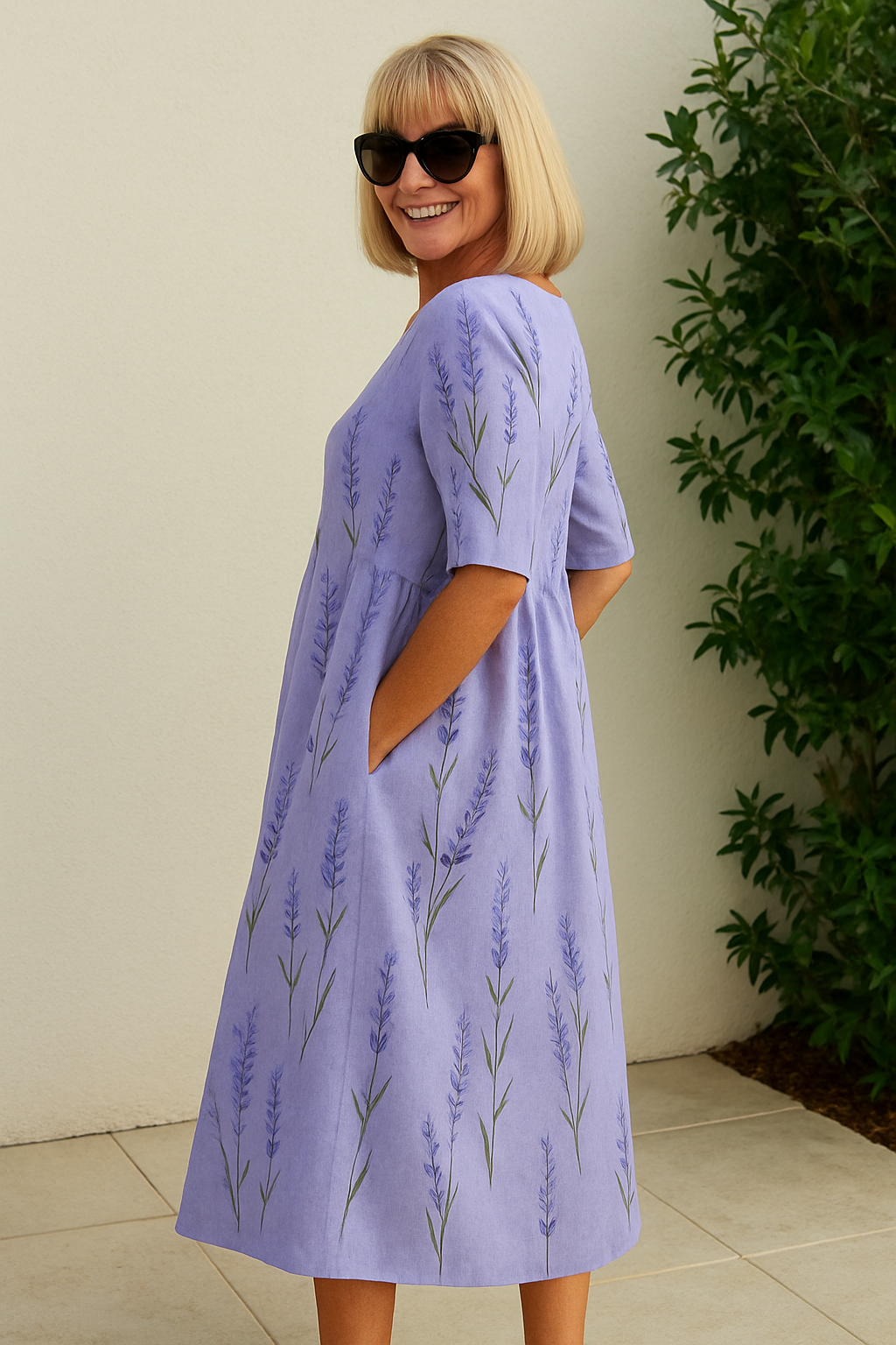 KLASSIEKE MIDI-JURK MET BLOEMENPATROON VOOR VROUWEN