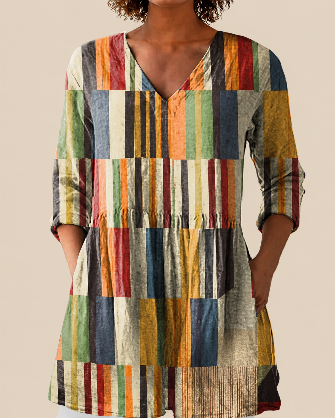 LANGE GEPRINTE BLOUSE VOOR VROUWEN