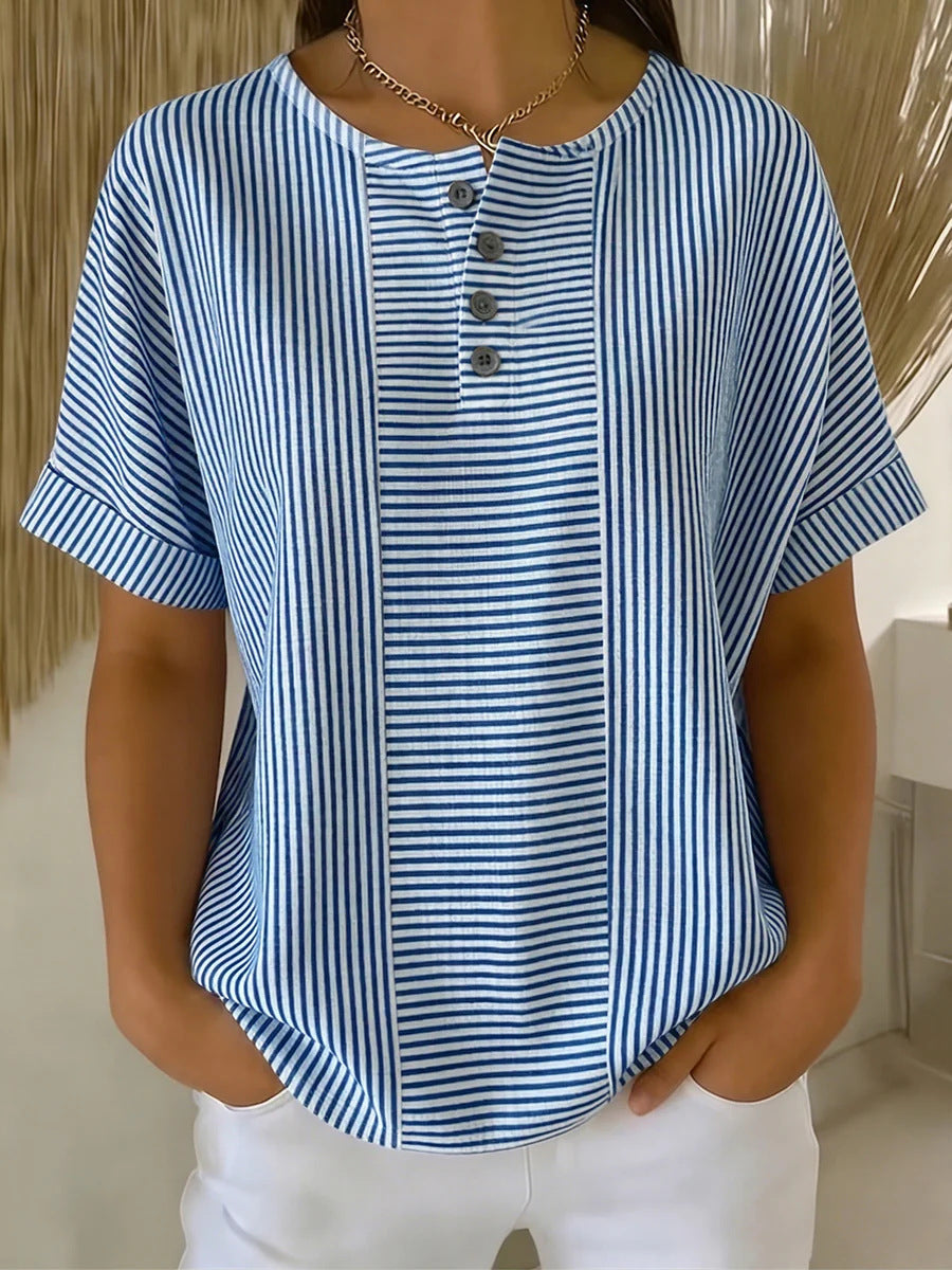 GESTREEPTE BLOUSE MET KNOPEN VOOR VROUWEN