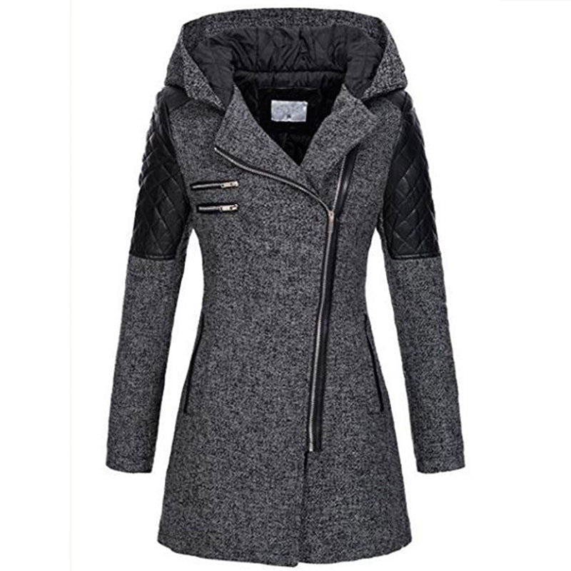 ASYMMETRISCHE HOODIEJAS MET RITS VOOR VROUWEN
