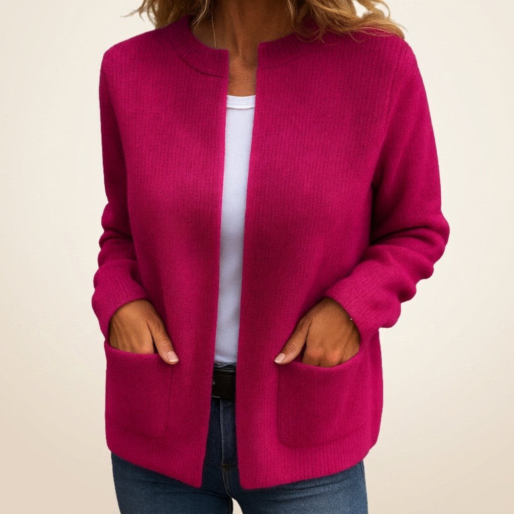 OPEN VEST MET RIBBELSTRUCTUUR VOOR VROUWEN