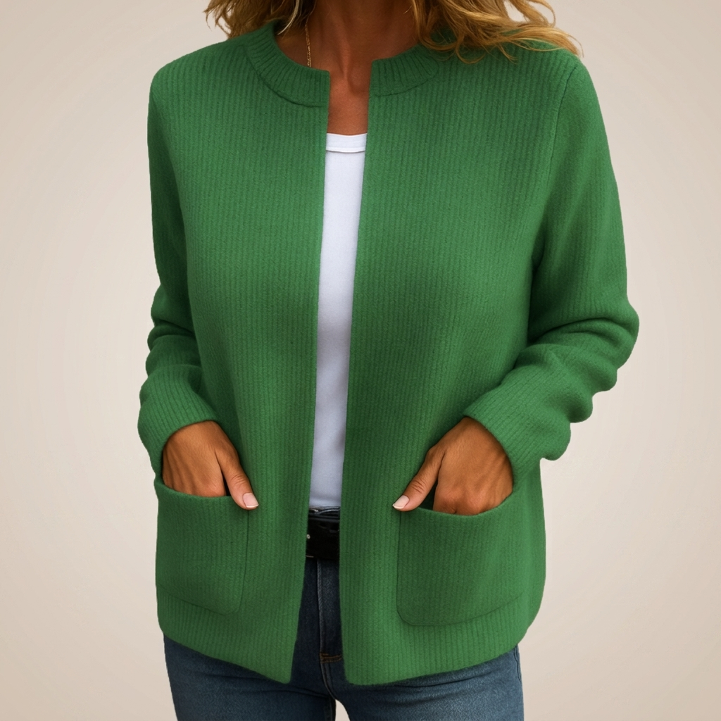 OPEN VEST MET RIBBELSTRUCTUUR VOOR VROUWEN