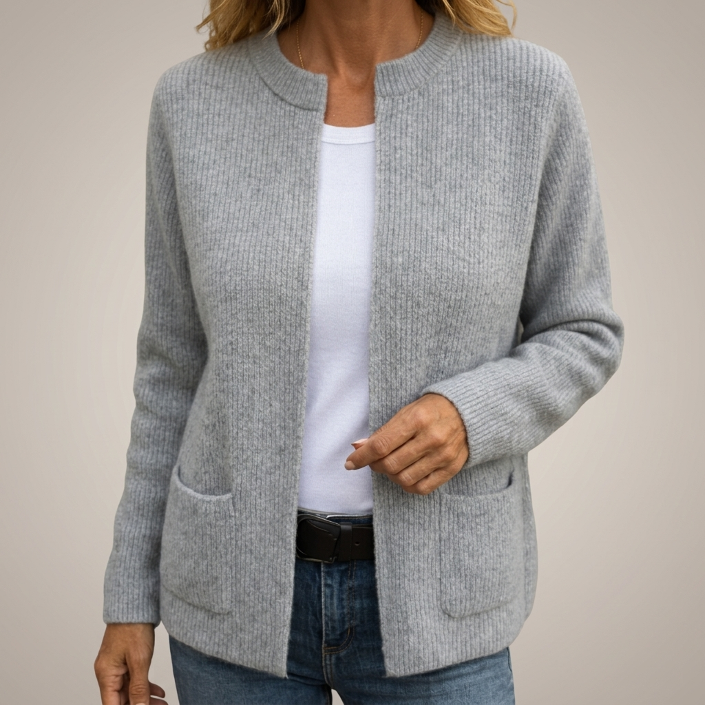 OPEN VEST MET RIBBELSTRUCTUUR VOOR VROUWEN
