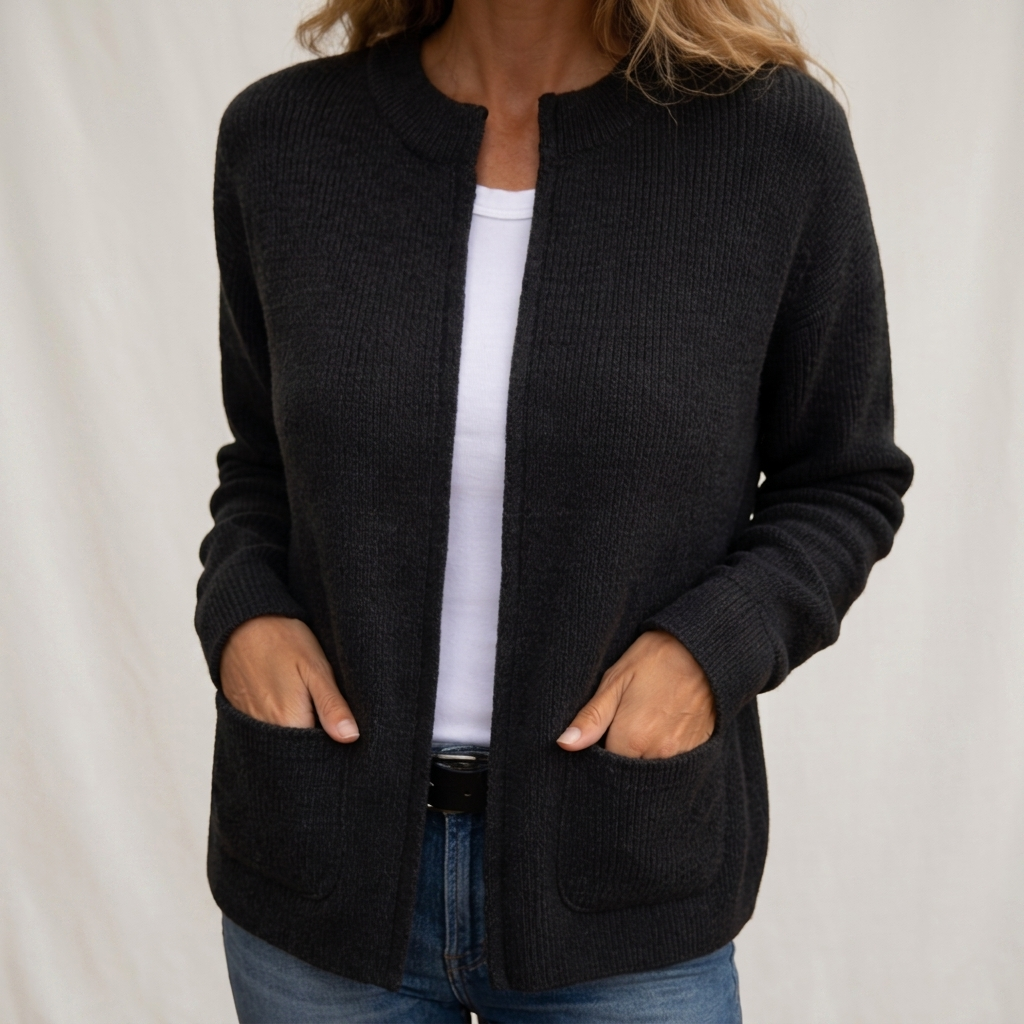 OPEN VEST MET RIBBELSTRUCTUUR VOOR VROUWEN