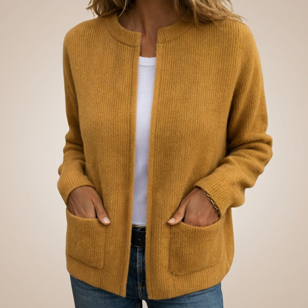 OPEN VEST MET RIBBELSTRUCTUUR VOOR VROUWEN