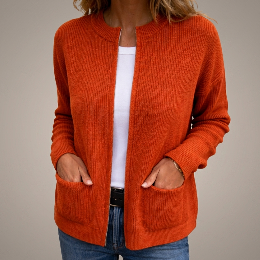 OPEN VEST MET RIBBELSTRUCTUUR VOOR VROUWEN