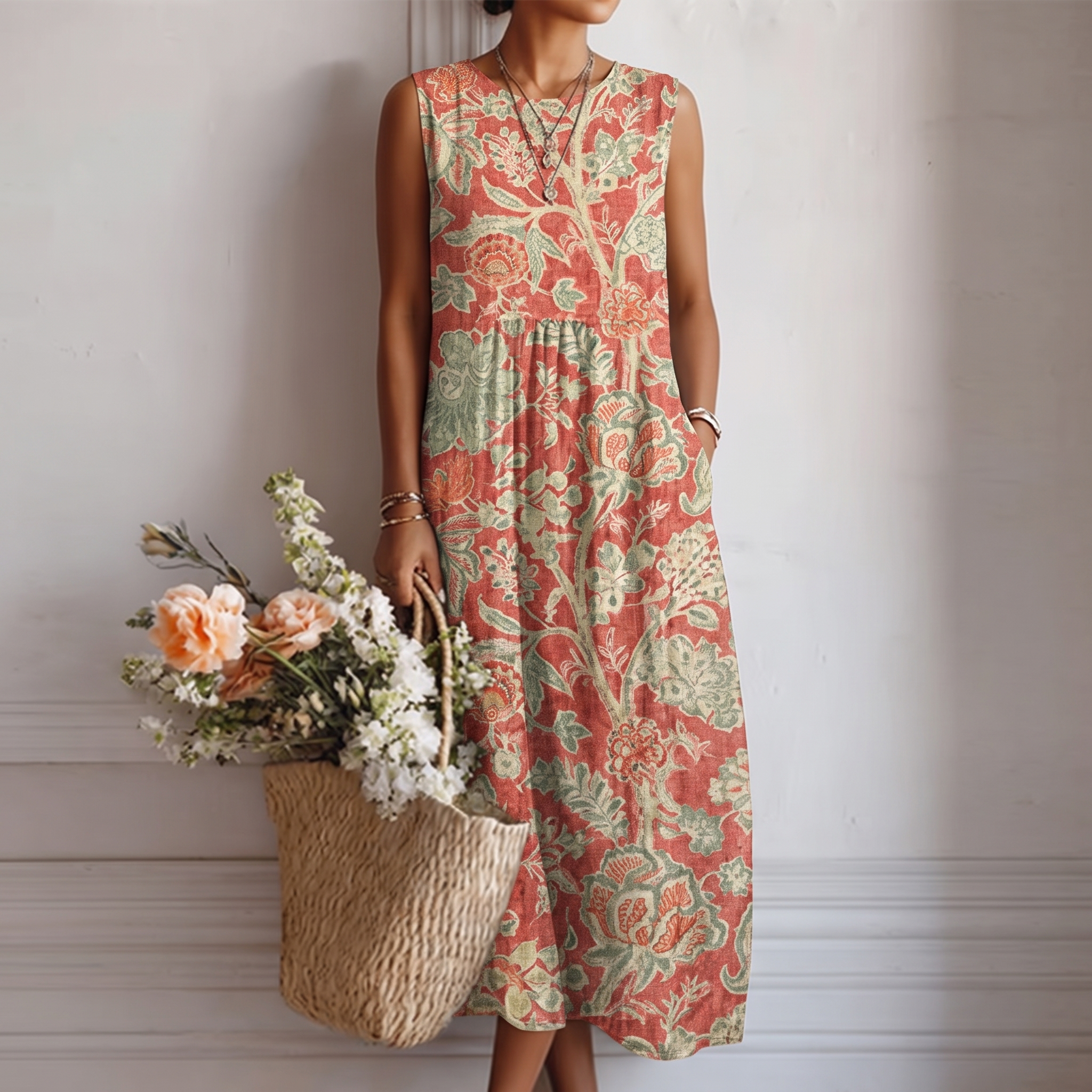 FLORALE MIDI JURK VOOR VROUWEN