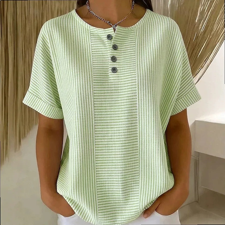 GESTREEPTE BLOUSE MET KNOPEN VOOR VROUWEN