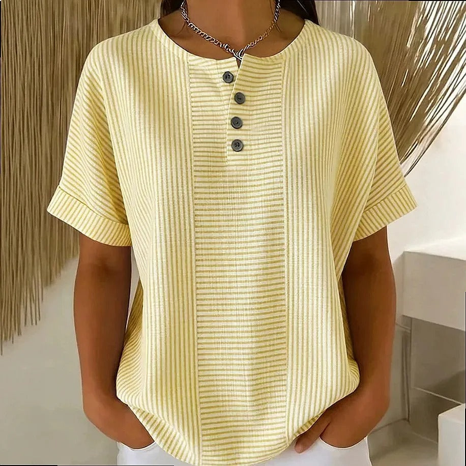 GESTREEPTE BLOUSE MET KNOPEN VOOR VROUWEN