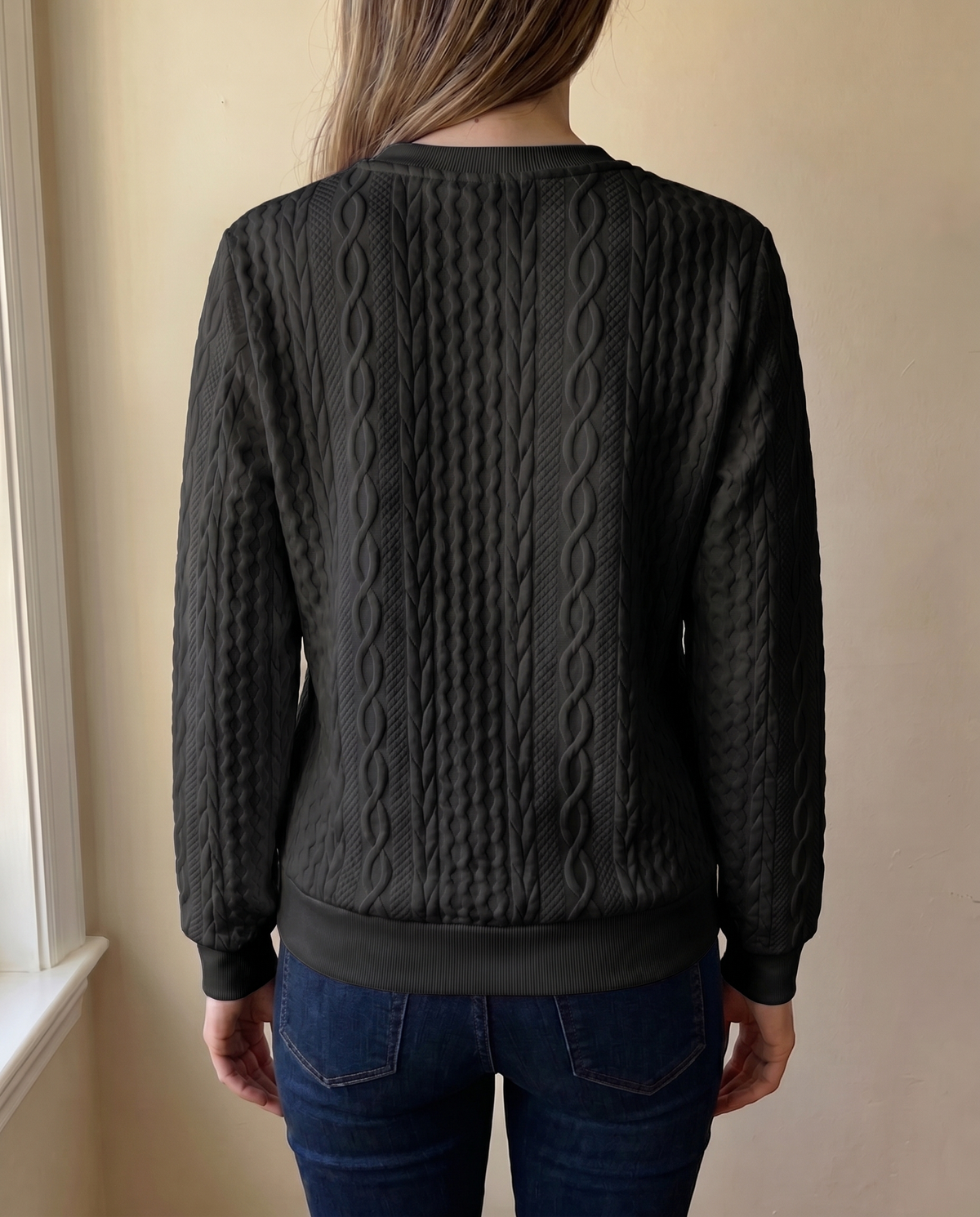 GESTRUCTUREERDE ZIP TRUI VOOR VROUWEN